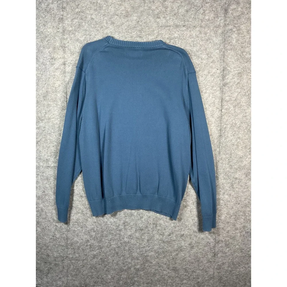 Duluth Trading Co Mens Blue Long Sleeve Crew Neck Sweater 2XL Cotton Blend